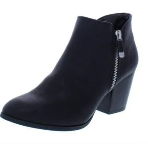 Style & Co |Masrina  Black Faux Leather Double Side Zips Heel Boots Bootie Sz.10